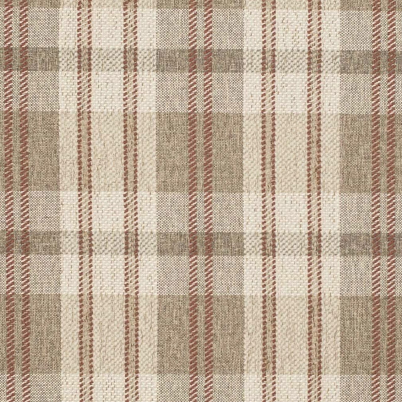 Brown Orange Stain Resistant Performance Pet Friendly Plaid Woven Pattern Upholstery Fabric by The Yard - SKU: Harley Barnwood